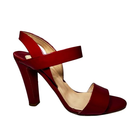 Christian Louboutin Red Patent Leather Ankle Strap Block Heel Sandals EU 38.5/8 - Picture 4 of 11
